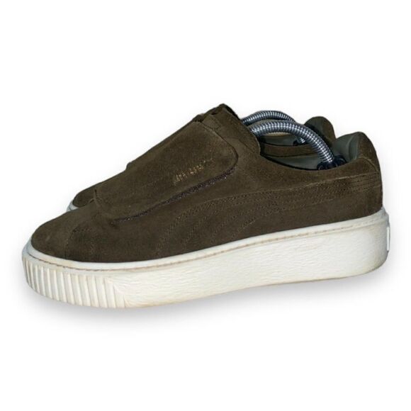 Puma Suede Platform Strap Olive Night Marshmallow 364586-01 Women's 7 - Picture 1 of 11